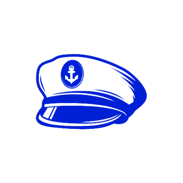Drawing of a captain's hat with an anchor emblem.