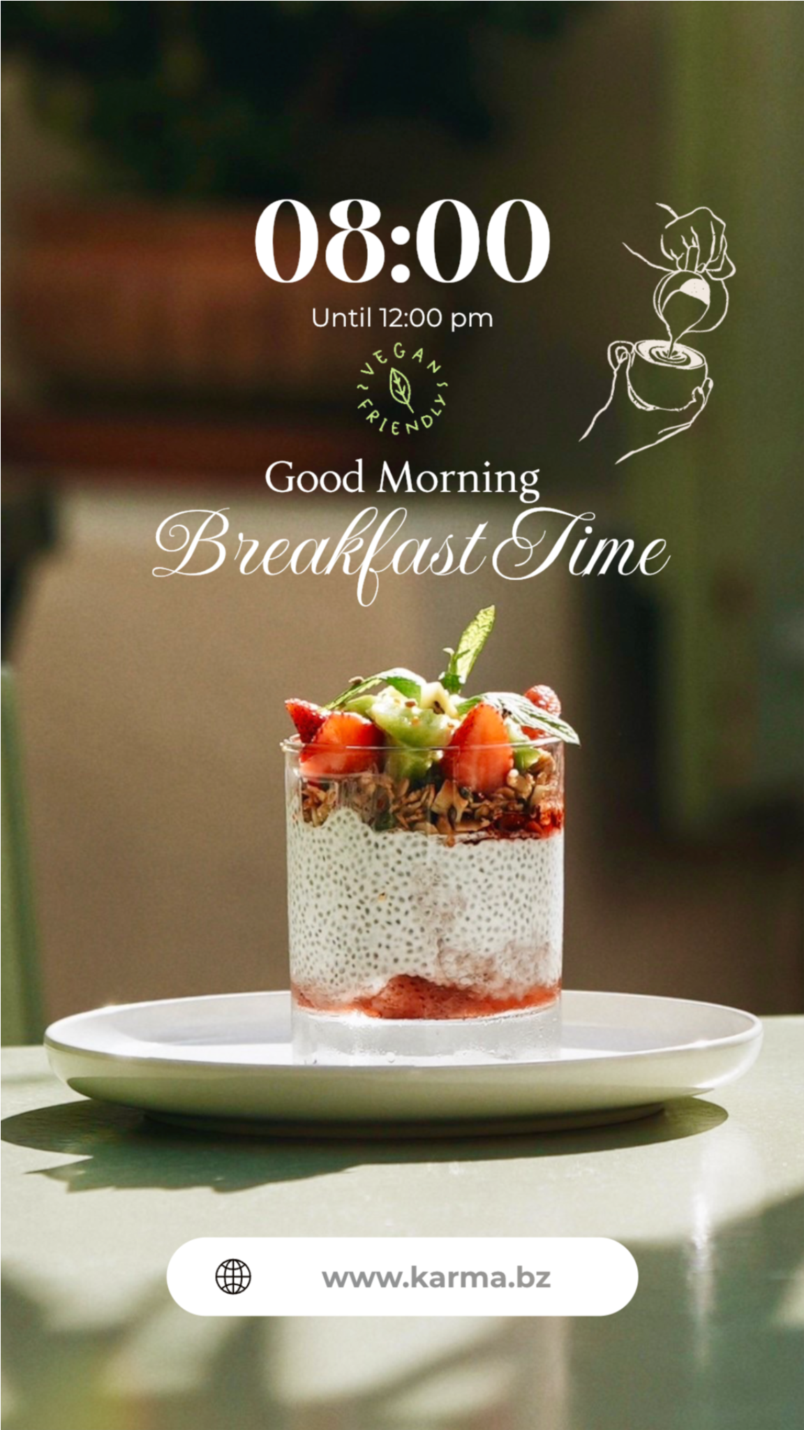 From 8:00 to 12:00, start your day with our homemade breakfast.
From 11:30 AM to 11:30 PM, enjoy authentic Greek cuisine for lunch or dinner, crafted with traditional recipes and local fresh ingredients.
Vegan? Vegetarian? Gluten-free? We’ve got you 