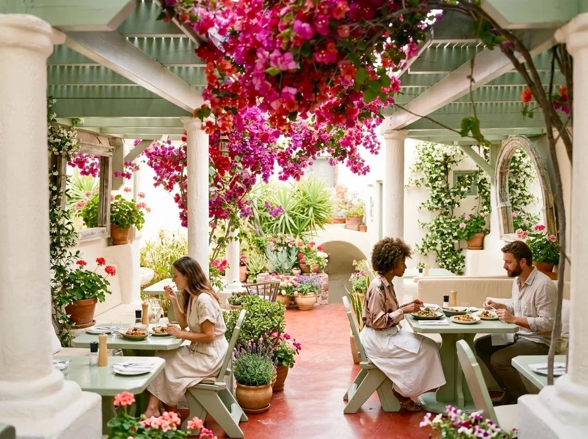 Karma Greek Restaurant in Oia is a welcoming place for families, couples and groups to enjoy Greek cuisine in Santorini. The menu, relaxed atmosphere and friendly service make it a convenient choice for lunch or dinner.