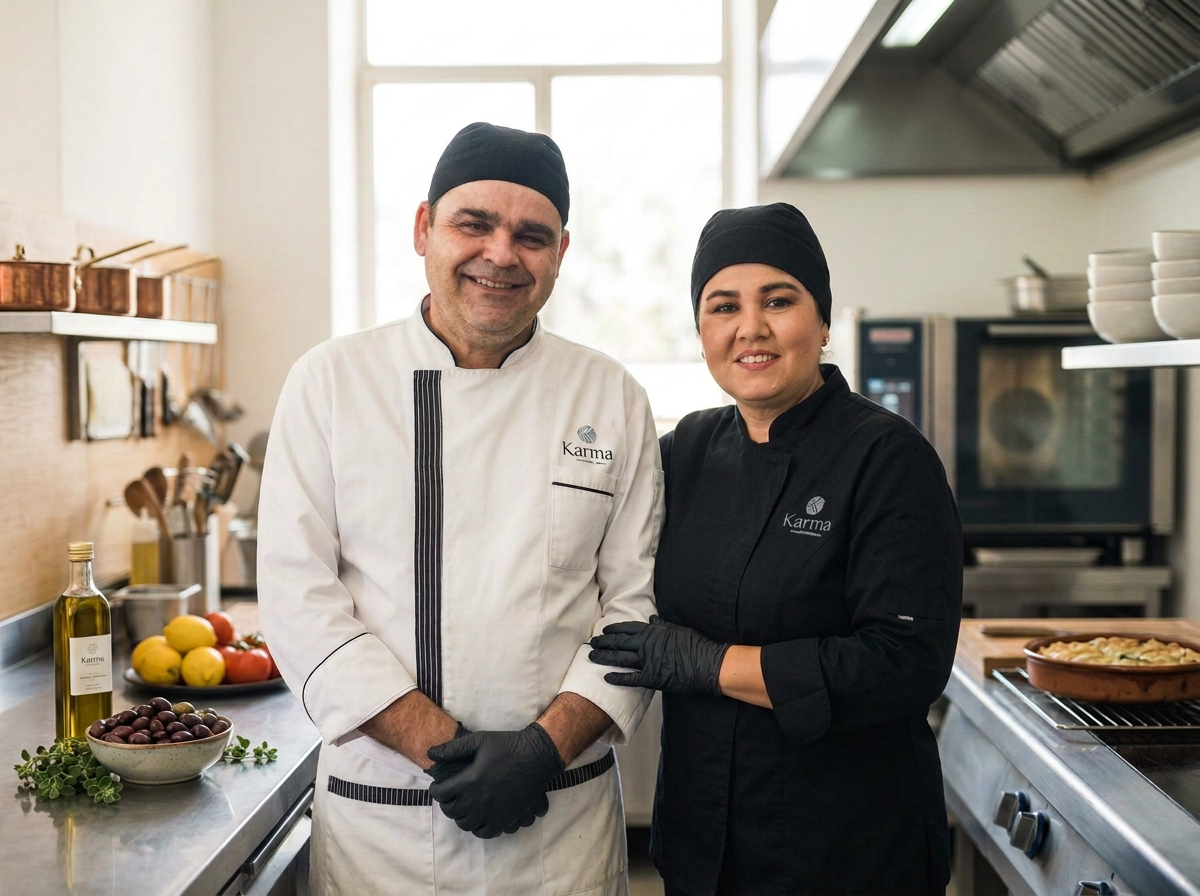 Art-inspired Mediterranean dining experience at Karma, the best restaurant in Oia Santorini.