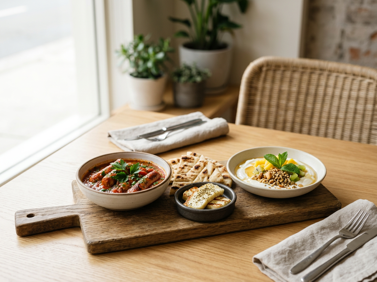 Karma Greek Restaurant provides a relaxed alternative for travelers searching for affordable places to eat in Santorini. Located in Oia, the restaurant serves traditional Greek cuisine, fresh local ingredients, vegetarian options, and flavorful meals