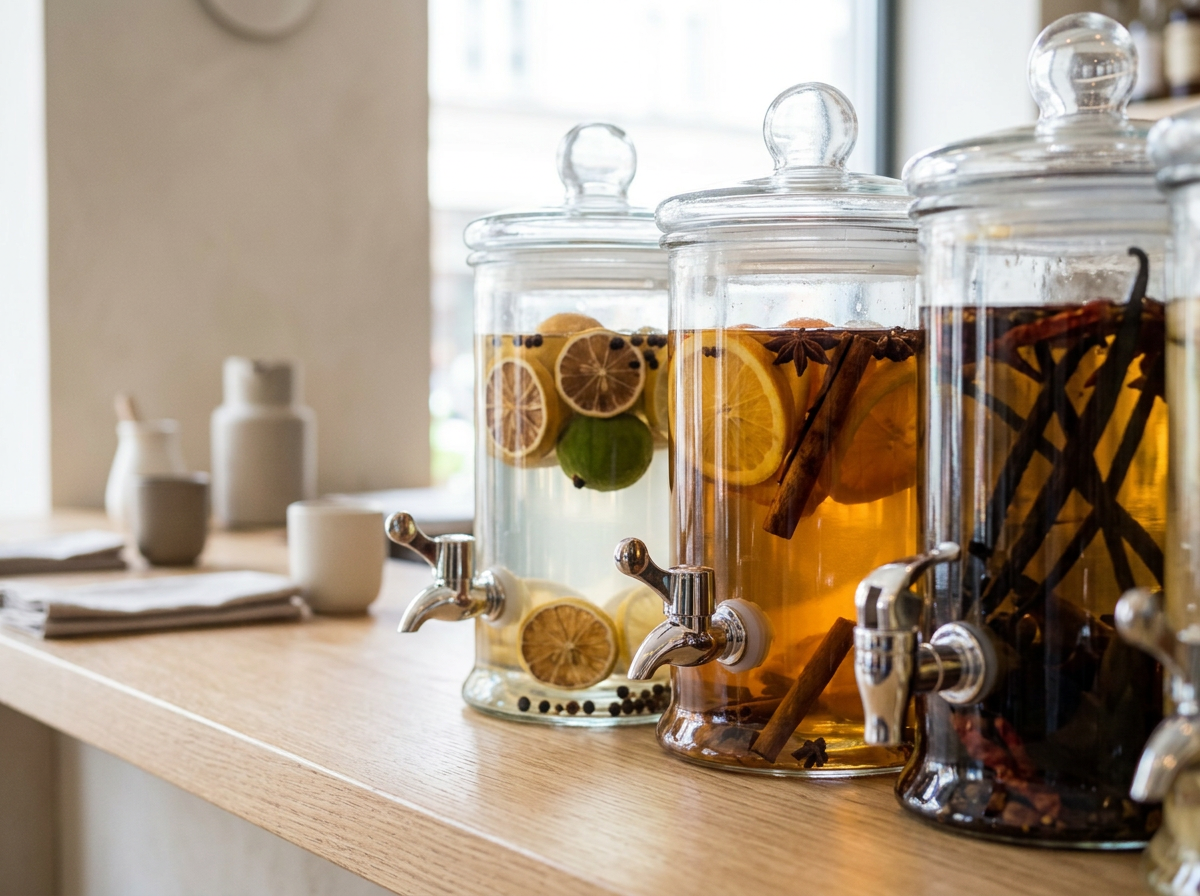 Enjoy handcrafted cocktails at Karma Restaurant Santorini. Made with Greek organic fruits and infused liquors, served daily until 23:30 in Oia’s lively atmosphere.