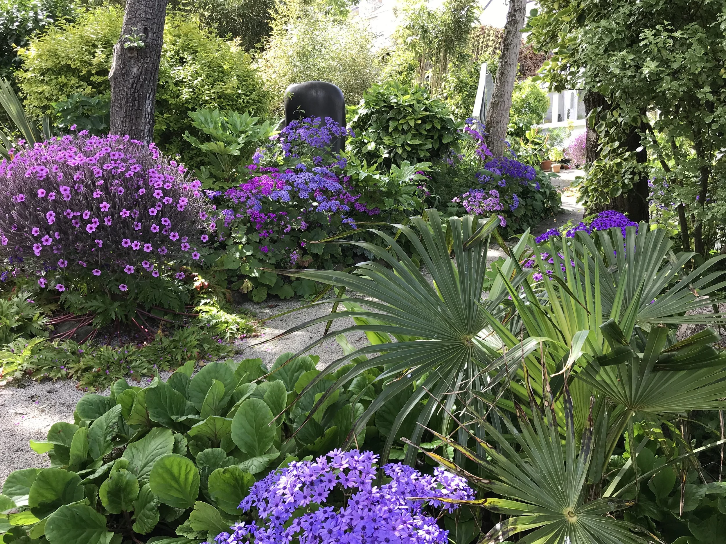 Barbara Hepworth Sculpture Garden, a woodland garden in Cornwall maintained by Juniper Gardens