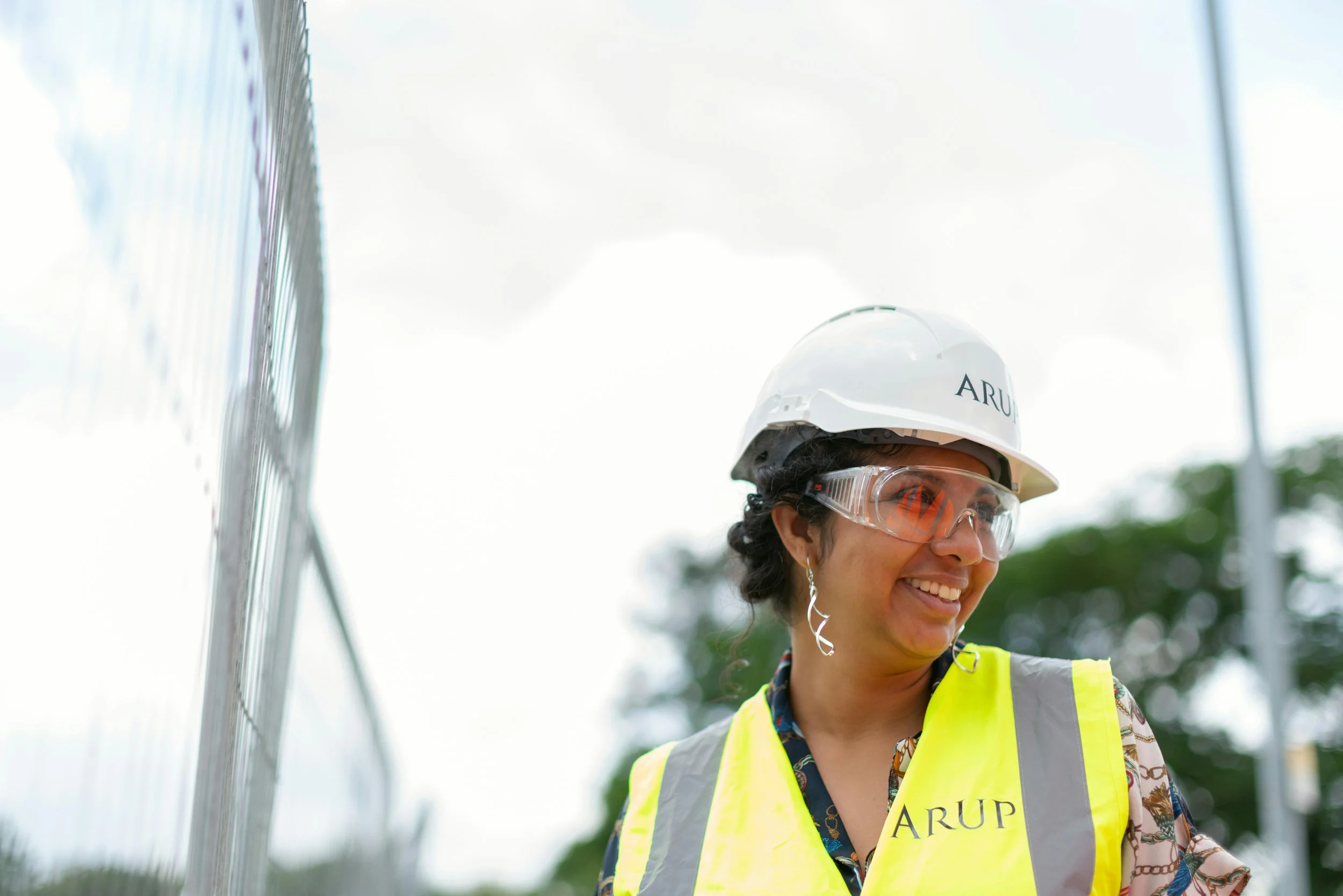A woman on a construction site.