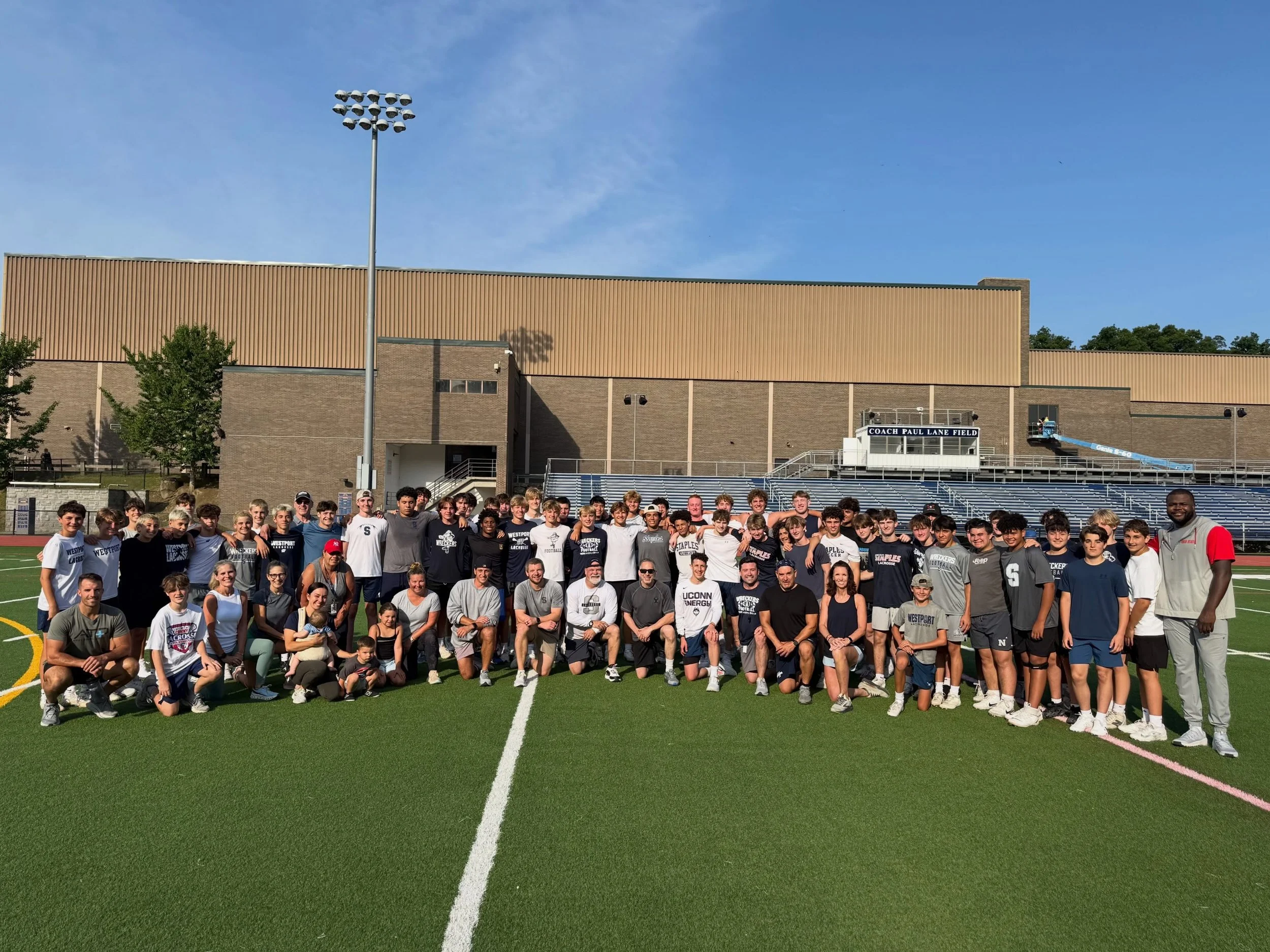 Great Inaugural Staples Teacher &amp; Staples Football Strength &amp; Conditioning session this morning!!

We are so grateful to the teachers who came back to Staples at 6 AM during their summer to work out with our boys. 

GO WRECKERS!!