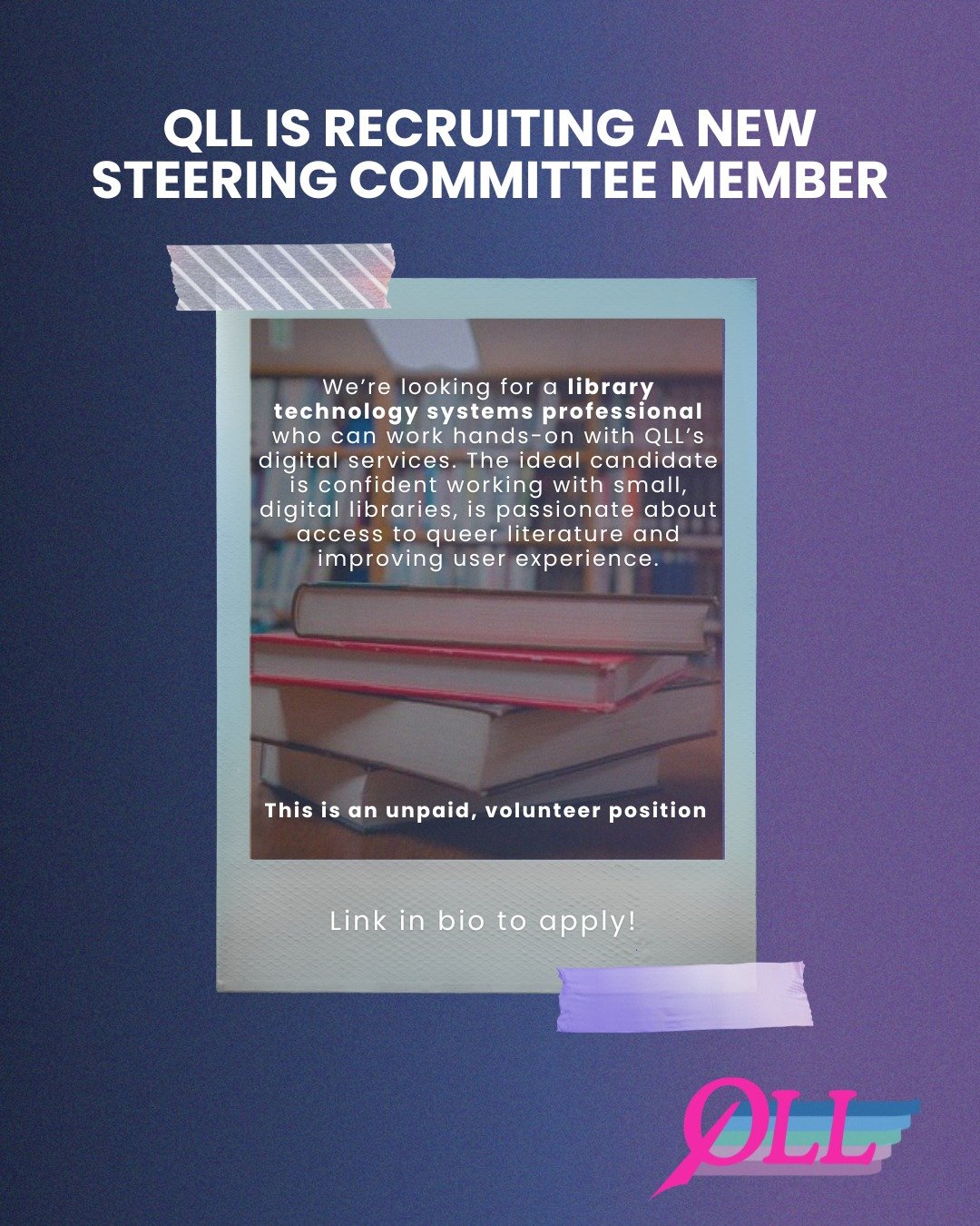 Wake up, babe, new QLL open position just dropped. We are looking for a new Steering Committee member to help power our digital library serving 187K+ readers across the U.S.! 📚🌟

You&rsquo;ll shape the future of our platforms, improve access to que