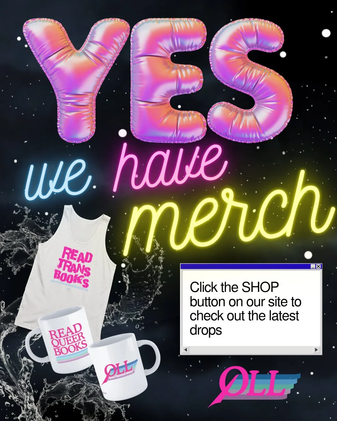 "Wait&hellip; since when did the library have merch?&rdquo;

Oh, sweetheart the merch has BEEN in circulation! 📚✨

What IS new, is white tanks made for tie-dye, paint stains, and dramatic queer self-reinvention 🌀
So tie-dye, color and decorate
