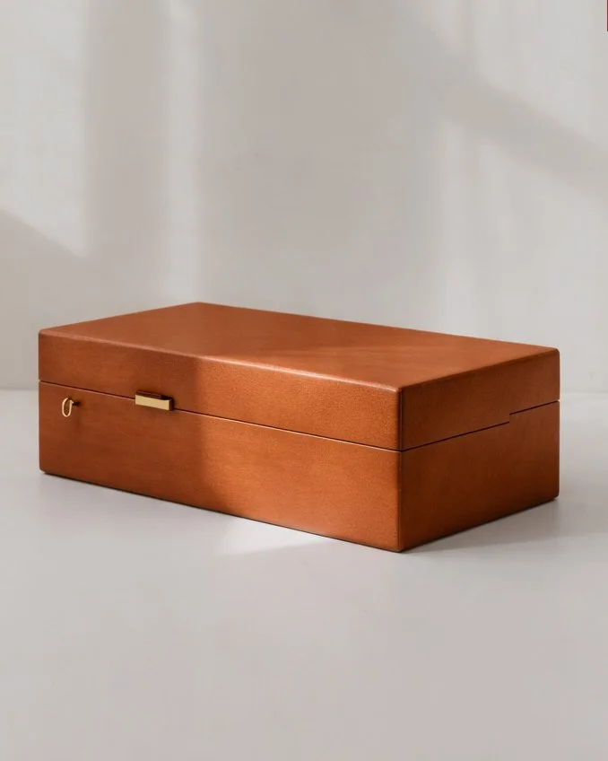 Hornman & Co Leather rectangular Humidor HoneyBrown.jpg