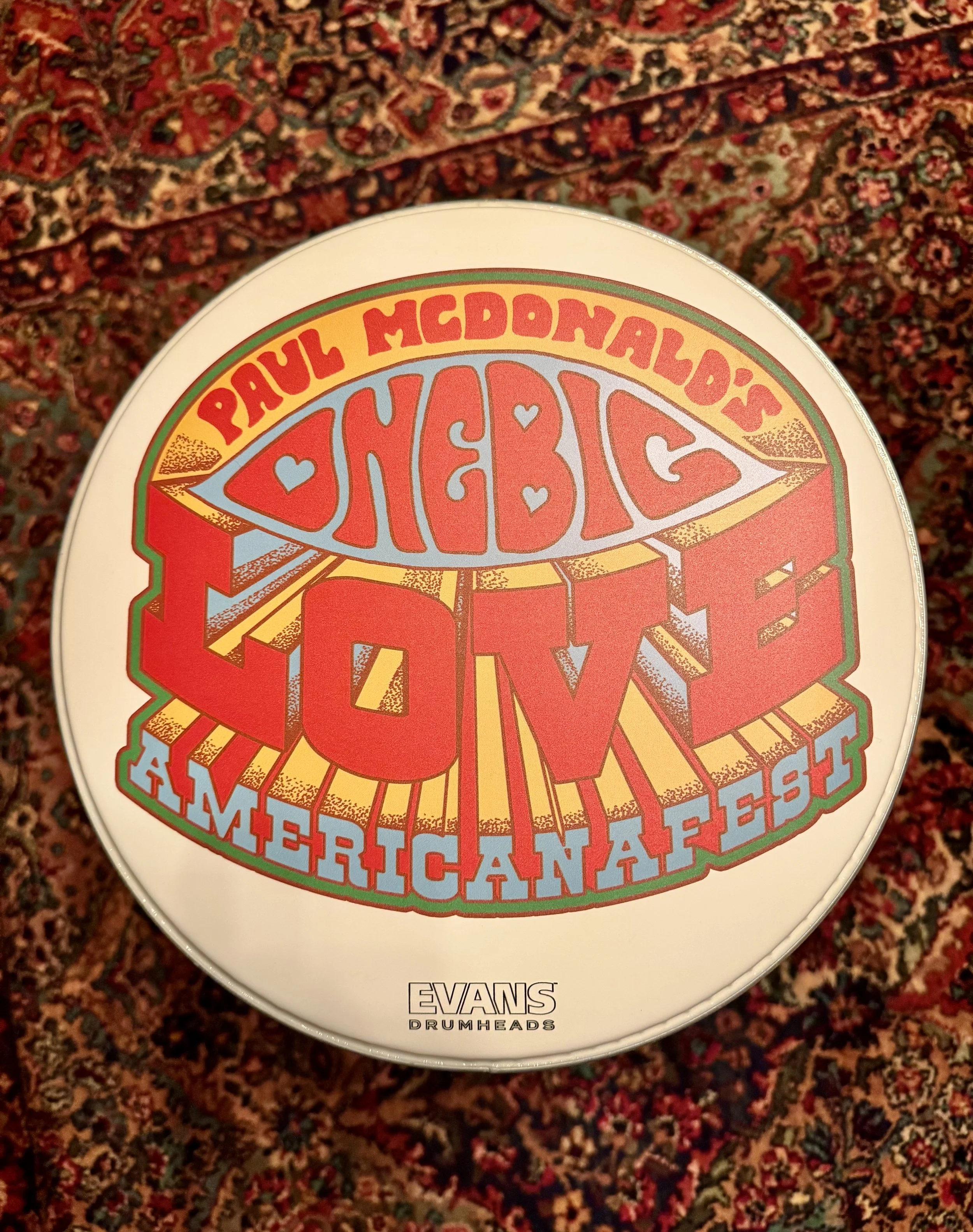 “ONE BIG LOVE x AMERICANAFEST” Custom 12” Drum Head (1 of 1)