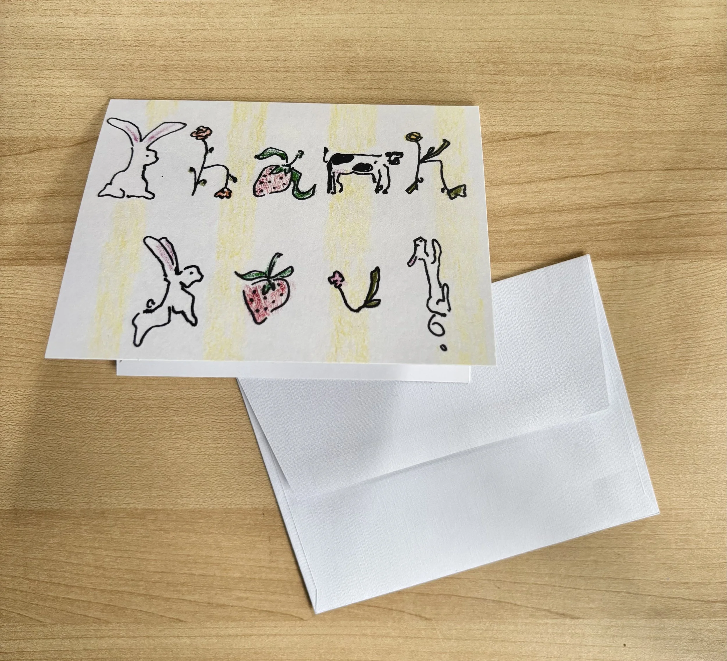 Thank You Blank Notecard Set of 5