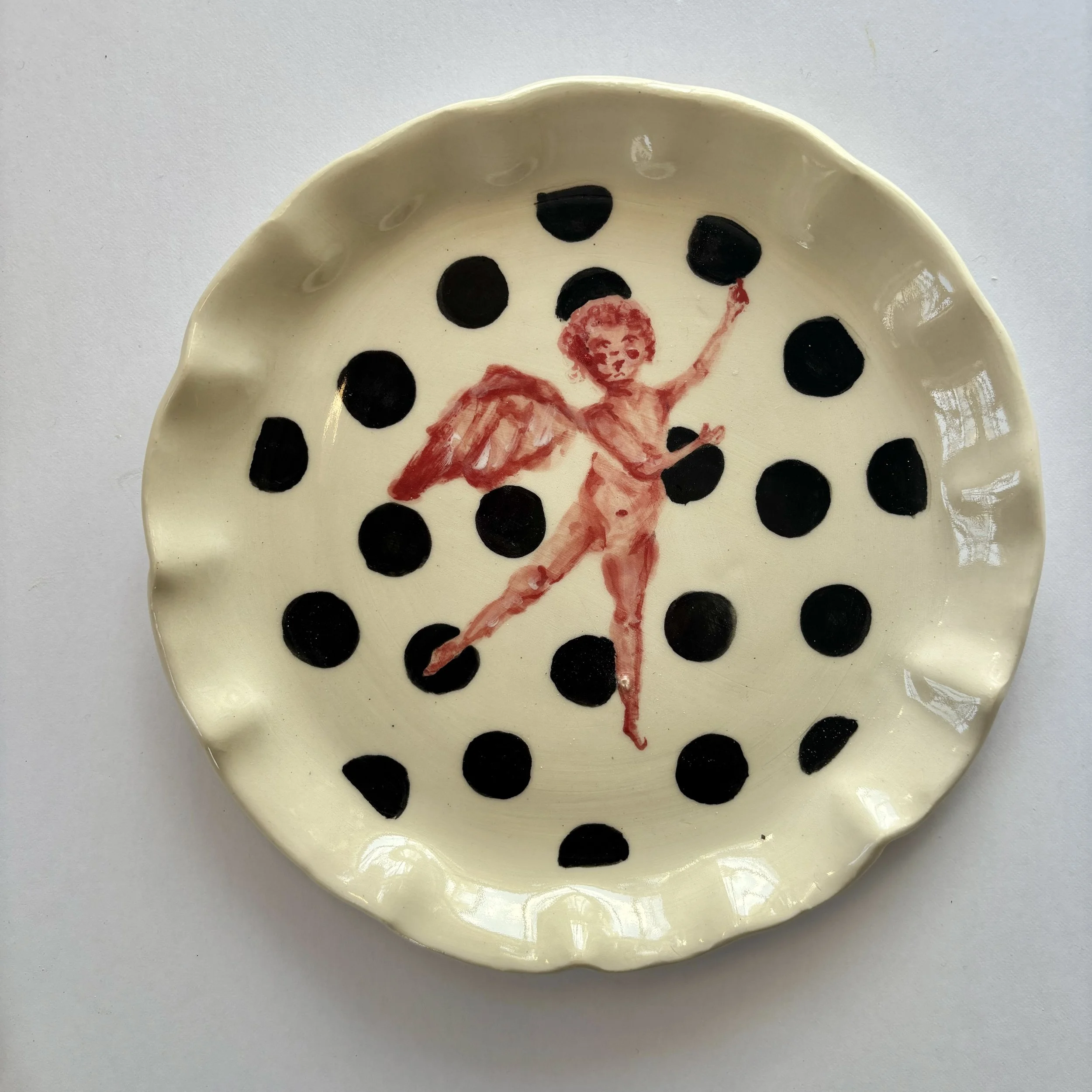 Cherub Polka Dot Plate