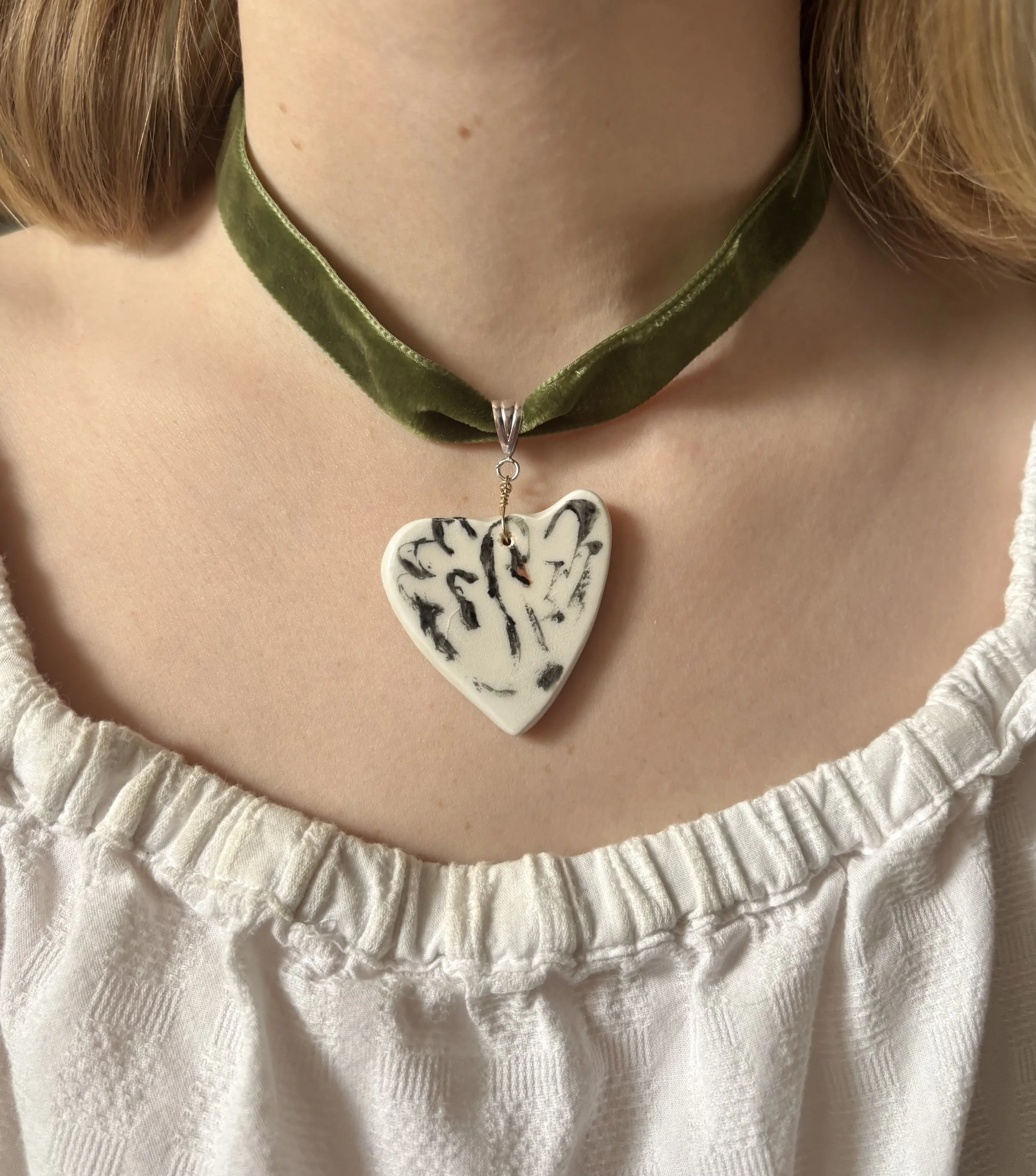 Velvet Swan Choker in Sage Green