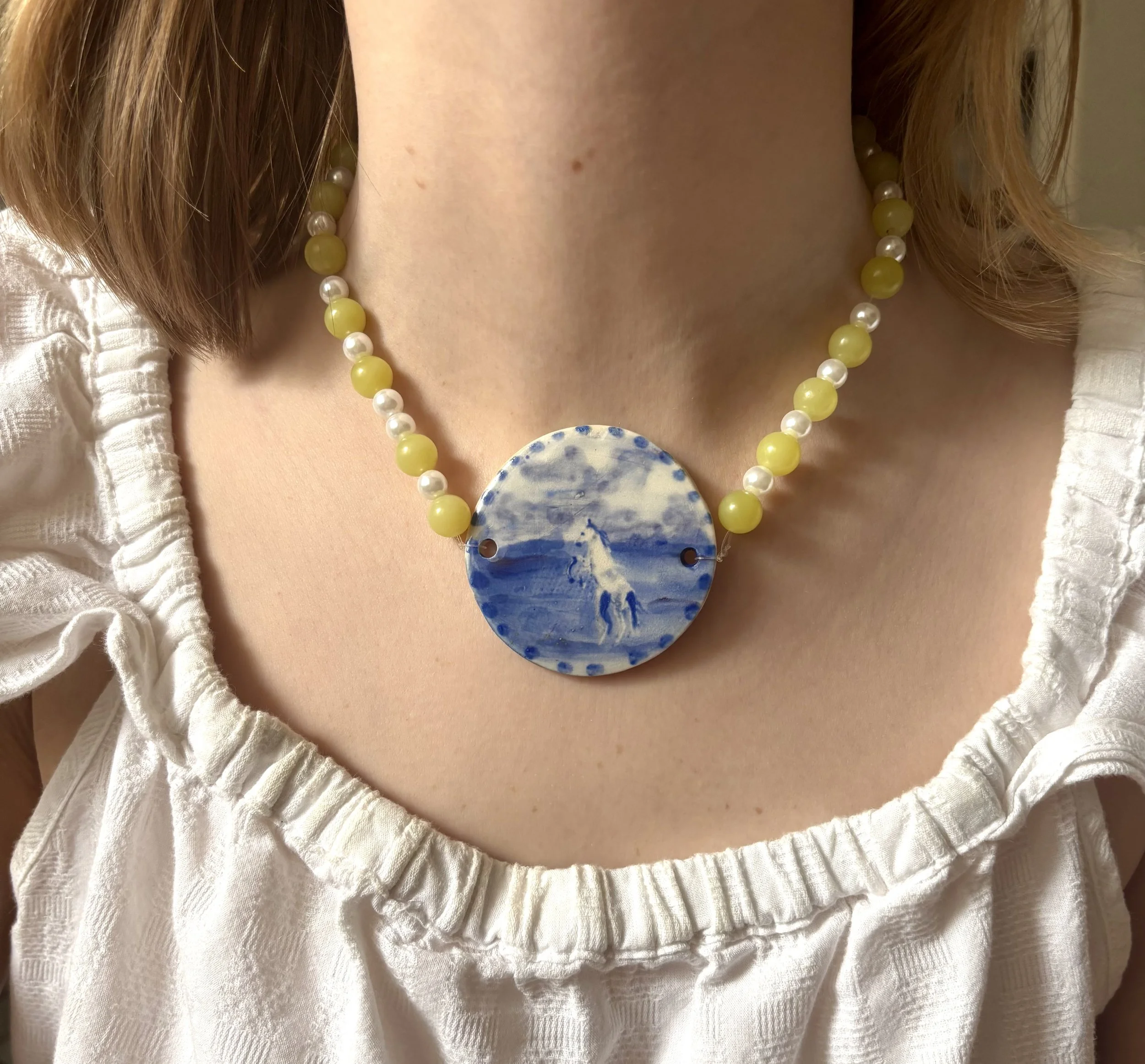 White Mustang Necklace