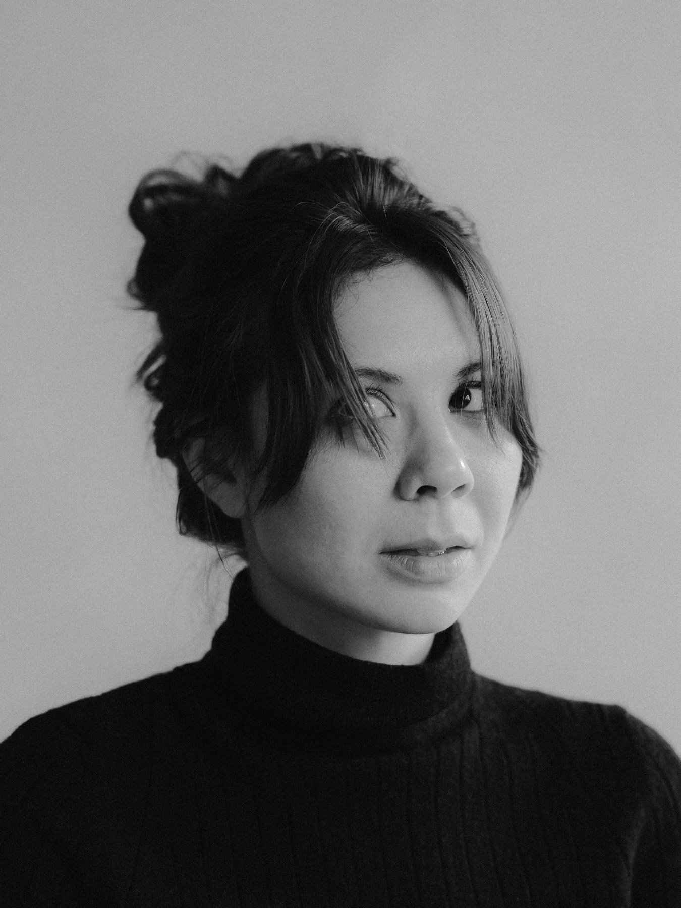 portrait of aimee wai in black and white