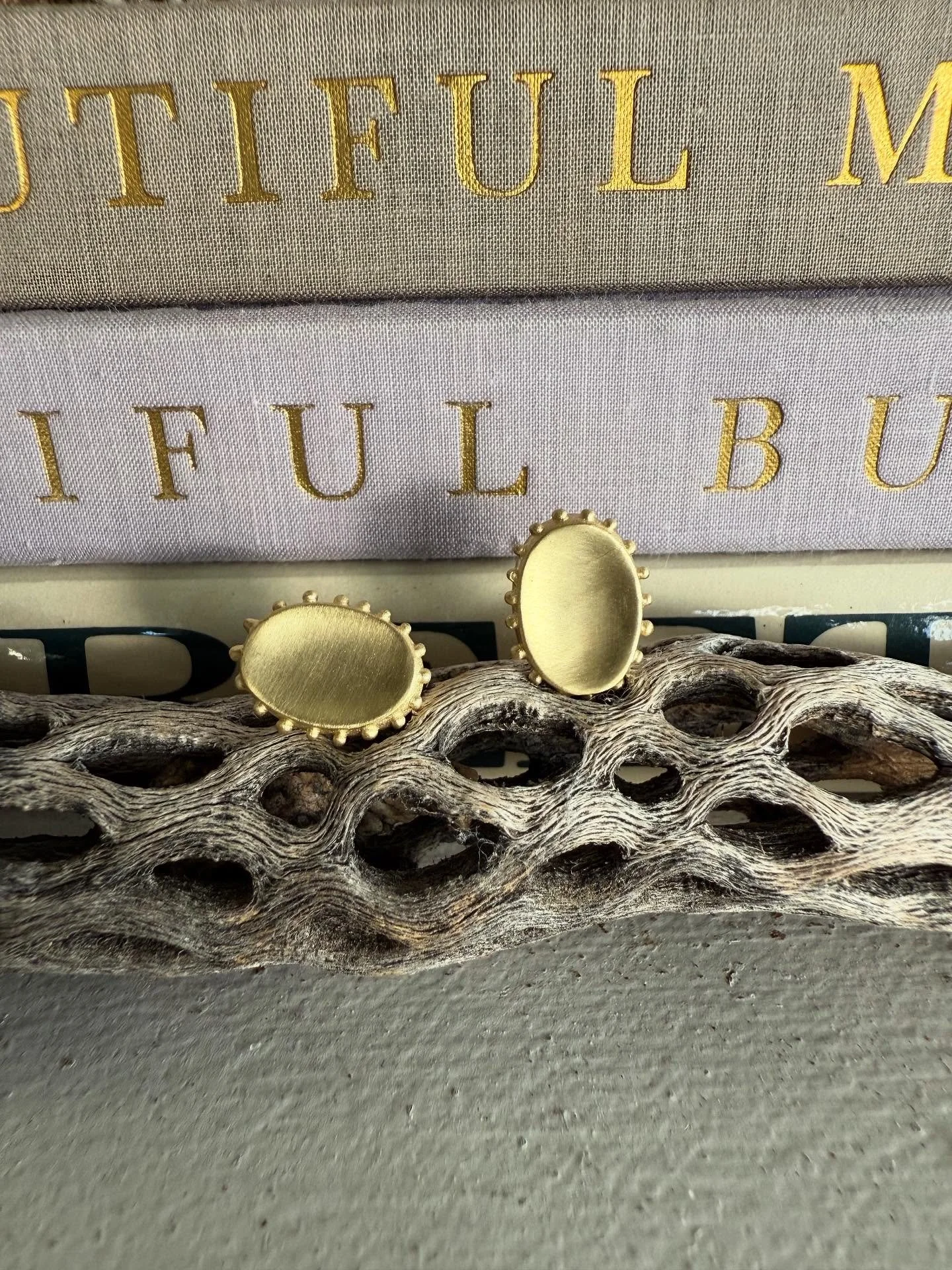 Alea Cameo Studs now available in 18k