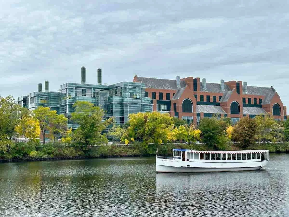 Boat on river in Cambridge, MA