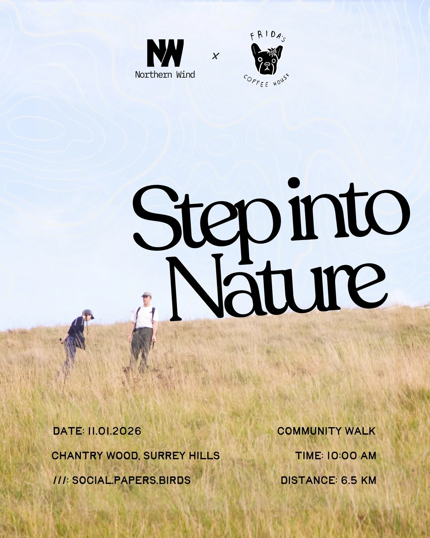 Step Into Nature 

Join Northern Wind x @fridascoffeehouse for a community walk from town to trail, heading out together towards Chantry Wood.

📅 Sunday 11th January, 2026
📍 Meet-up: Guildford High Street (The Surrey Scholar statue)
📌 what3words: 