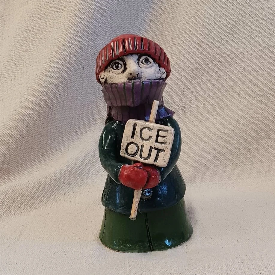 (sold) Minneapolis protester 2, white earthenware clay, fired to cone 05