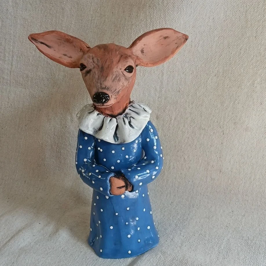 {NFS} Mule deer, red clay, fired to cone 05