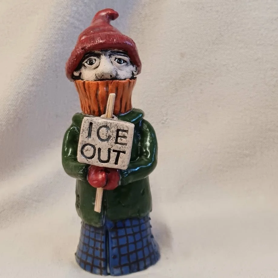 |SOLD| Minneapolis protester 3, white earthenware clay, fired to cone 05