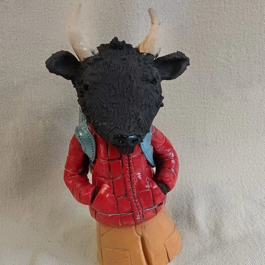{NFS} Bison, white clay, fired to cone 05