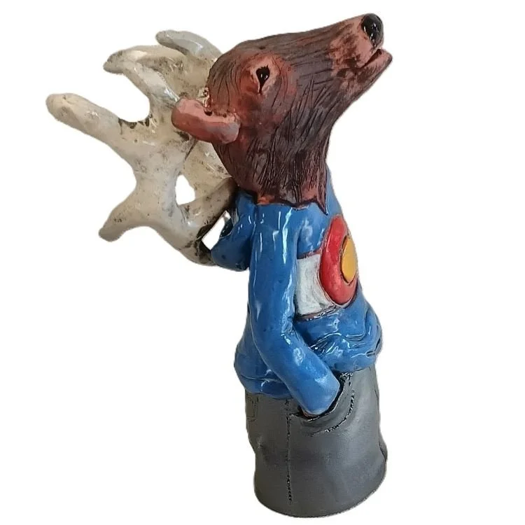 {NFS} Elk, Red and white clay, fired to cone 05