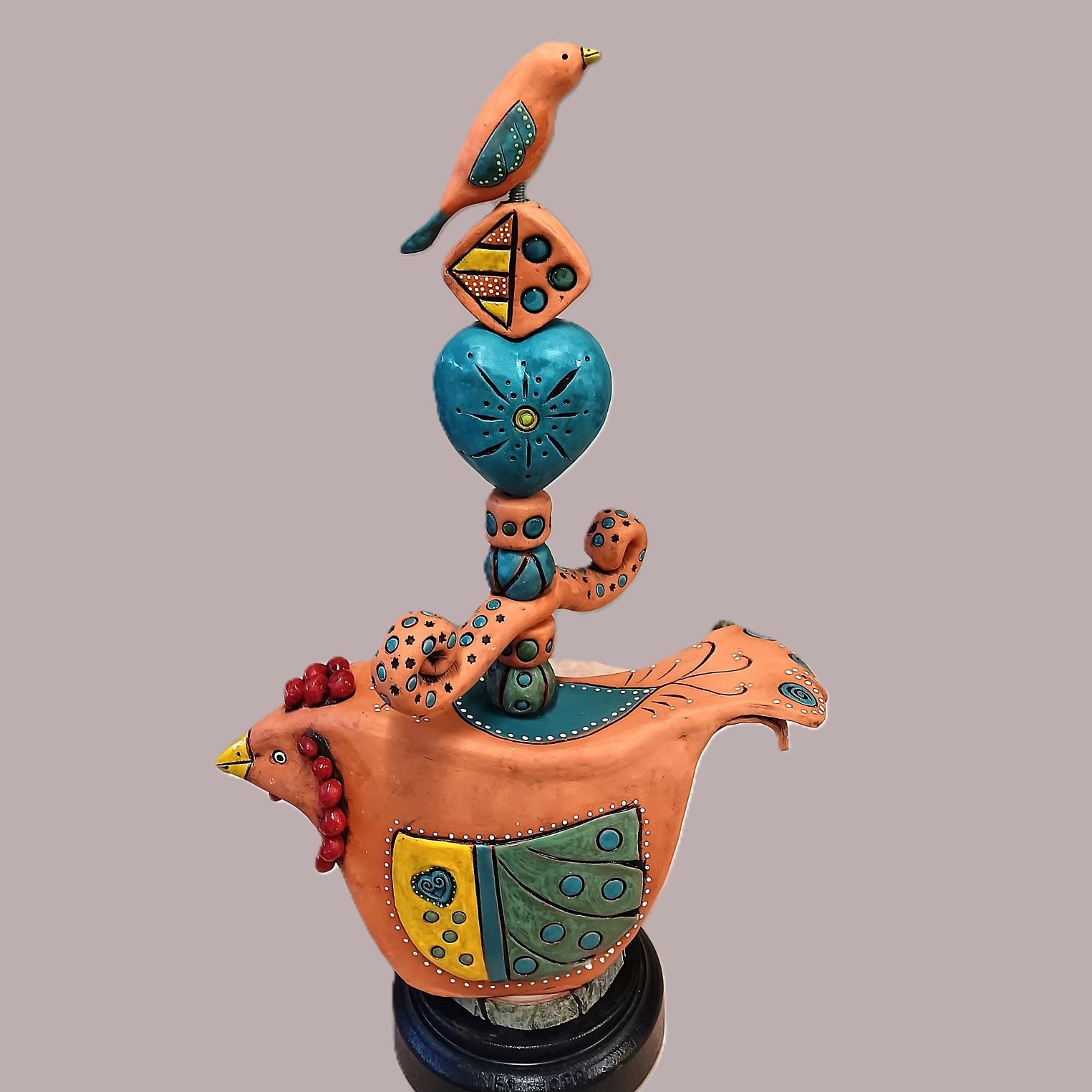 |SOLD| Chicken garden sculpture, red earthenware clay, cone 05
