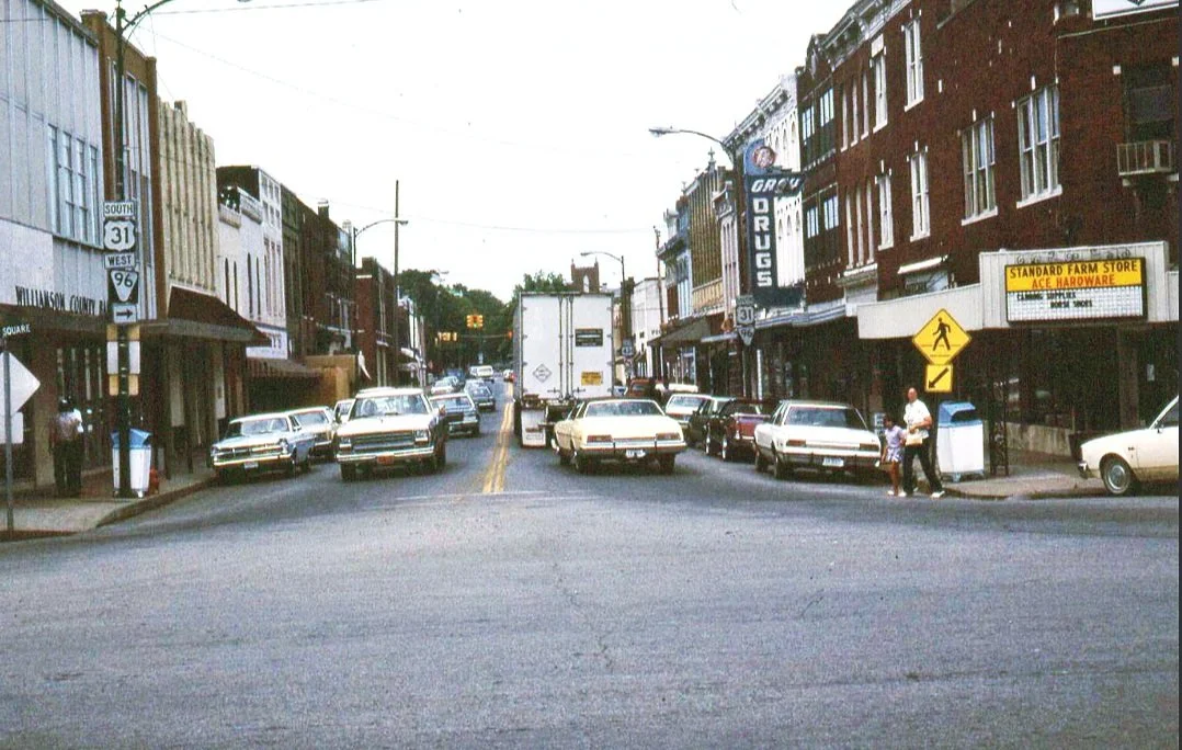 Main Street facing west from the Public Square, 1970s