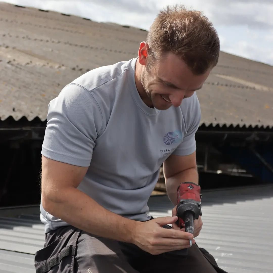 More work being done on the PPA at a cow farm today!! 
#electrician #electrical #solarpv #solarpanels #renewableenergy