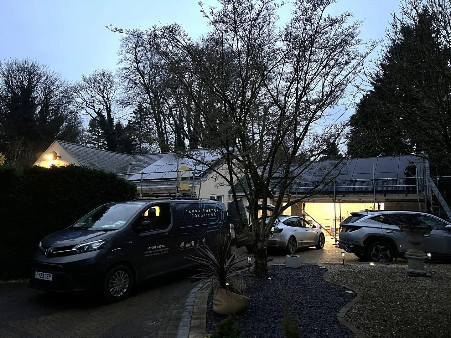 Hot off the press we had literally just completed this installation in the beautiful Vale of Belvoir, when these shots were taken but we will be sure to post some daylight pictures soon. This one had a Tesla Powerwall installed too, so no need for ou