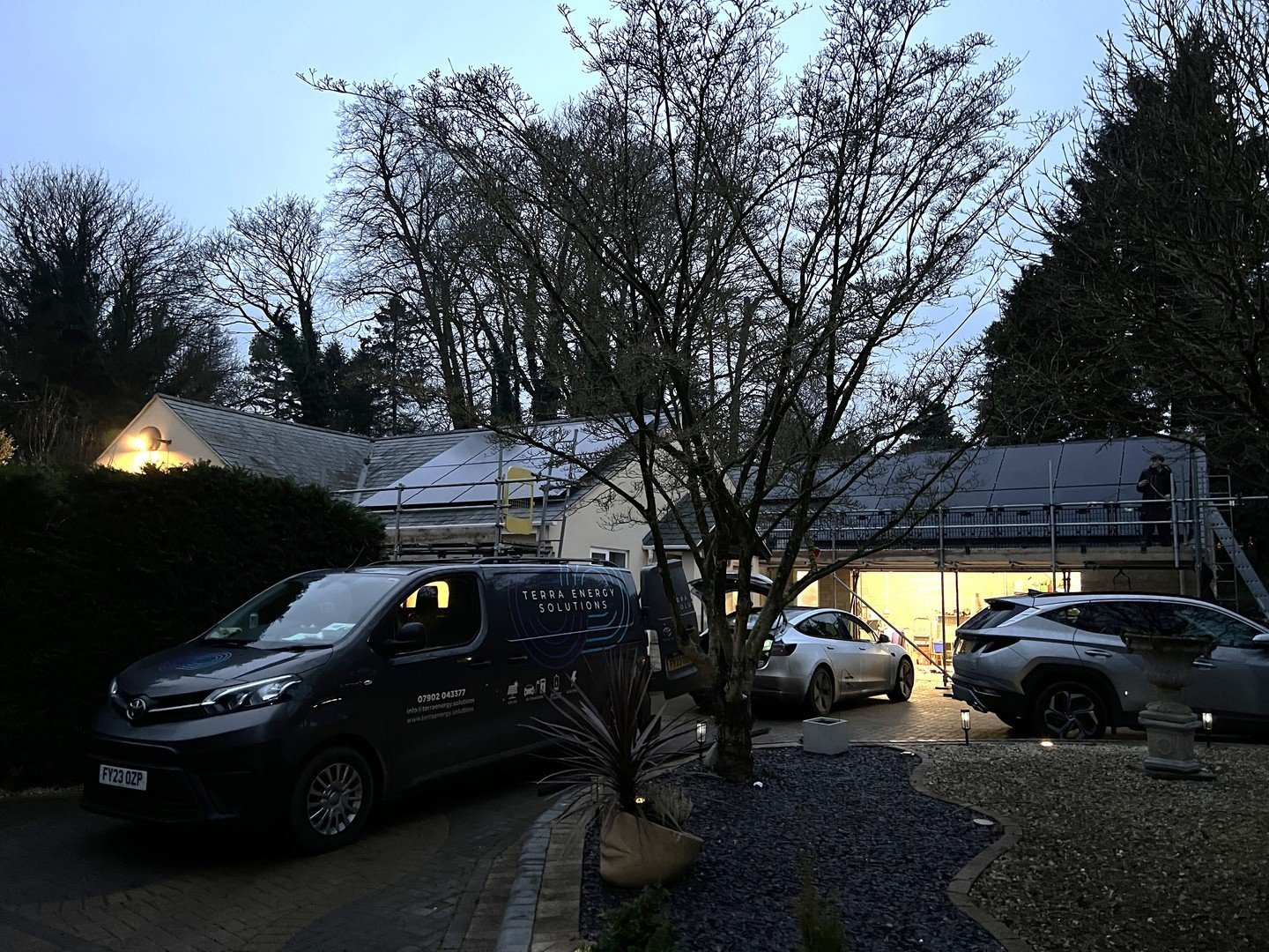 Hot off the press we had literally just completed this installation in the beautiful Vale of Belvoir, when these shots were taken but we will be sure to post some daylight pictures soon. This one had a Tesla Powerwall installed too, so no need for ou