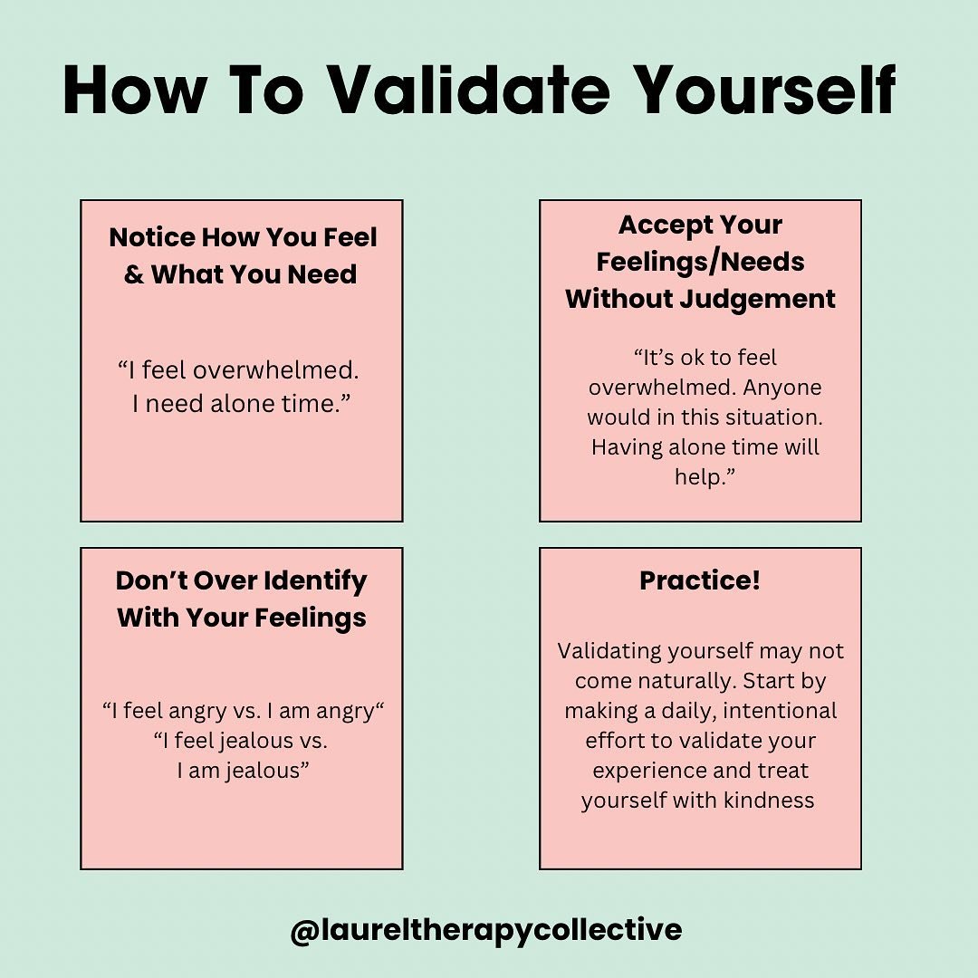 Having someone validate our feelings makes us feel seen, cared for and understood. Imagine how much more powerful validation becomes when it comes from within ☺️

#selfvalidation #selfcompassion #mentalwellness