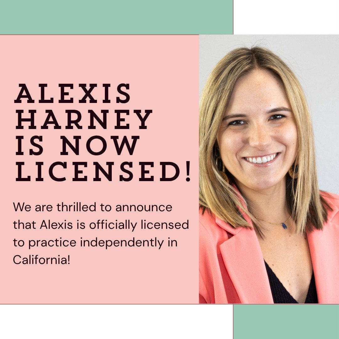 Celebrating Alexis Harney, LMFT!!! 

It's always a good day when we get to celebrate a major life milestone for one of our therapists. We are very proud of Alexis' growth and the consistent quality of care she has provided her clients since she joine