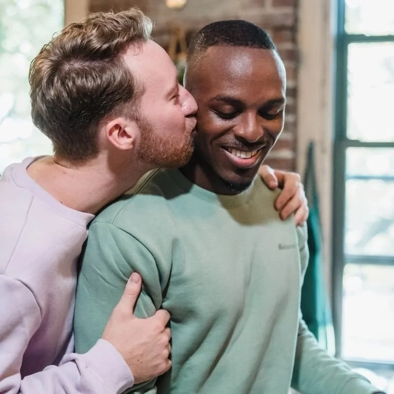 Two partners in a warm moment representing couples therapy in Santa Cruz