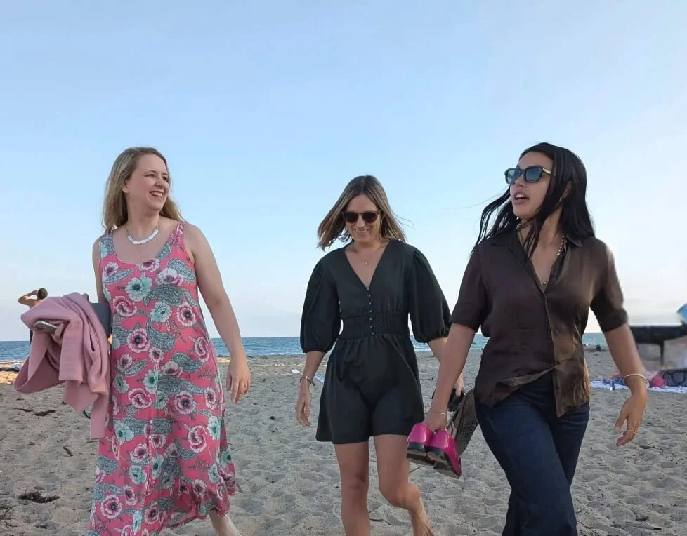 Laurel van der Toorn, Alexis Harney and Daniella Mohazab of Laurel Therapy Collective at the beach in Malibu