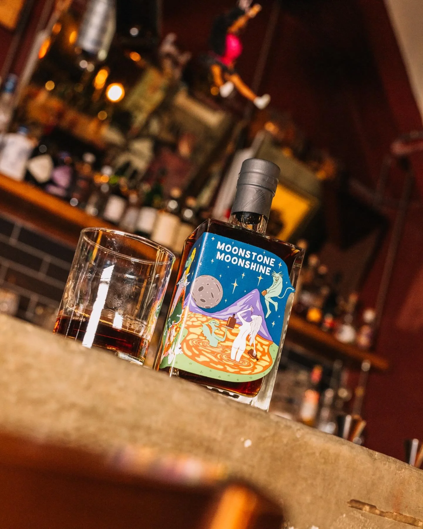 Moonstone Moonshine.

12-year-old single malt.
80 bottles in the run.

Available by the shot,
as a bottle to stay,
or one to take home.

Limited means limited.

Our new neighbours at Single Cask would understand.