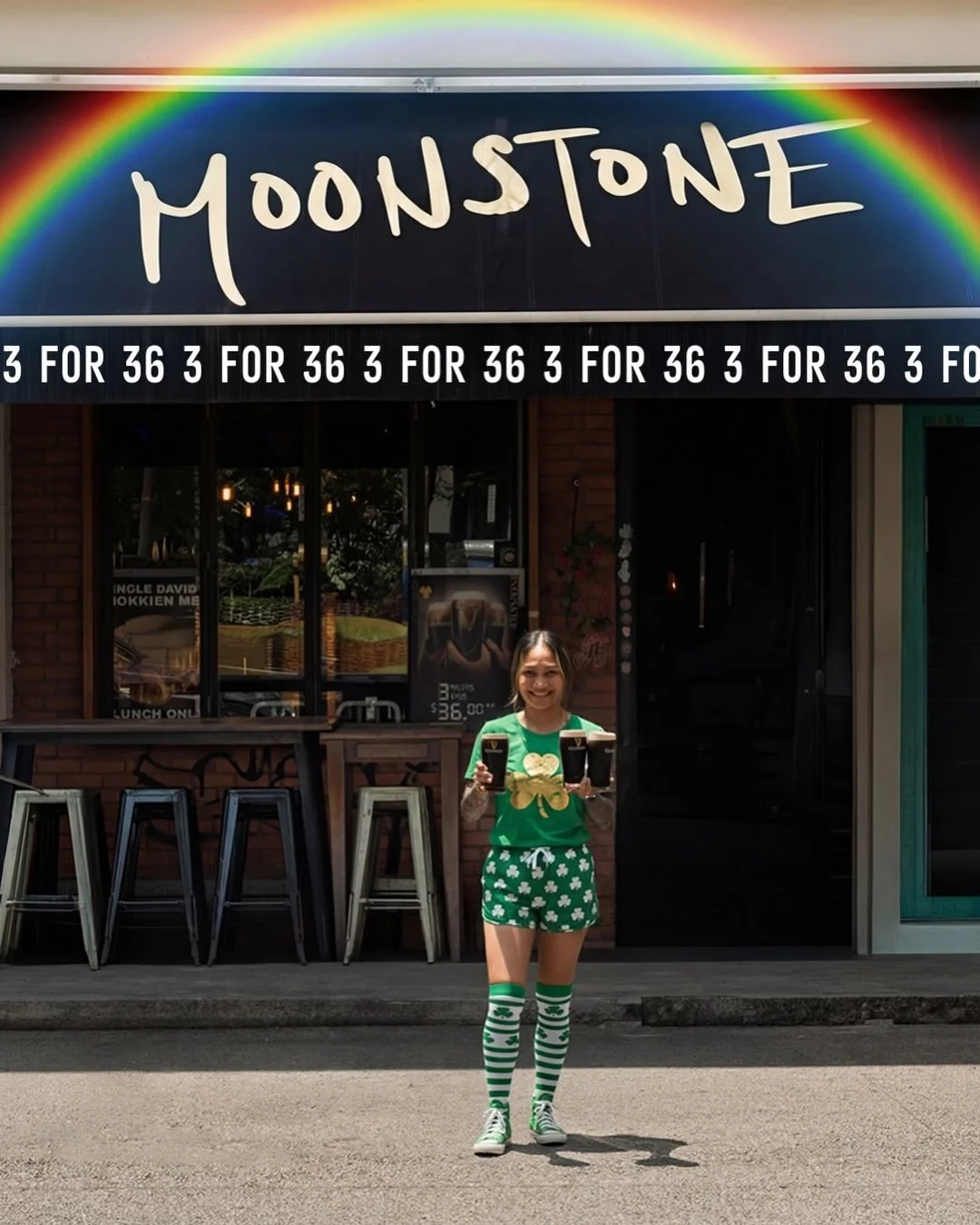 Once a year, the supplier is kind to us.

3 Guinness for $36.
Usual price is $17 a pint.

Follow the rainbow.