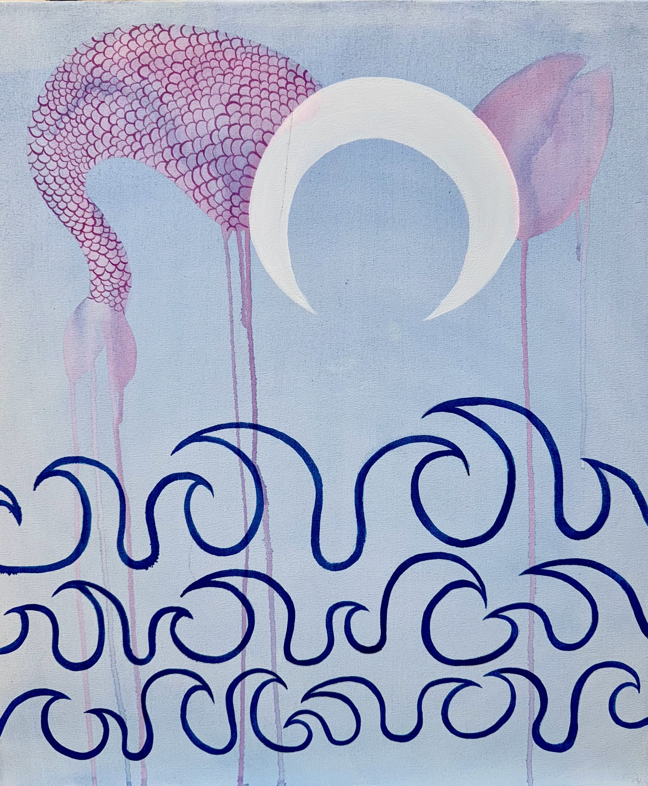 Untitled, ink and acrylic paint on canvas, 70x50cm, 2024