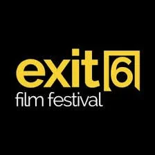 Logo for the Exit 6 Film Festival with yellow text on a black background