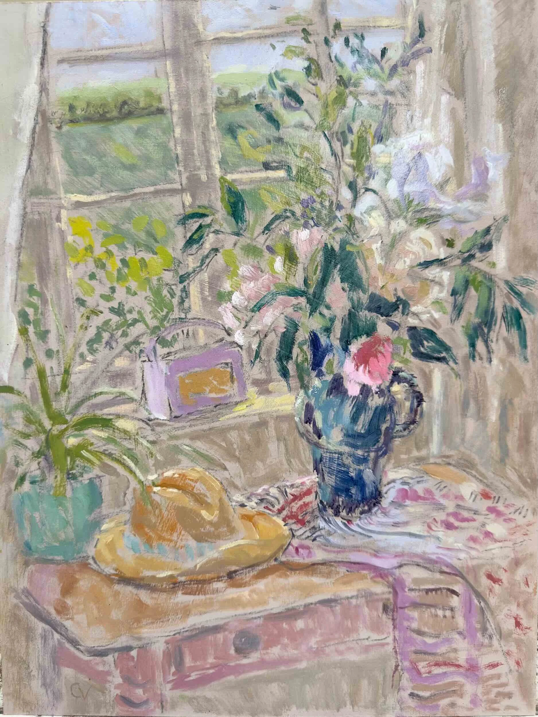 Bedroom Window with Still Life  - Available £350
(Oli on Board 30 x 39 cm)