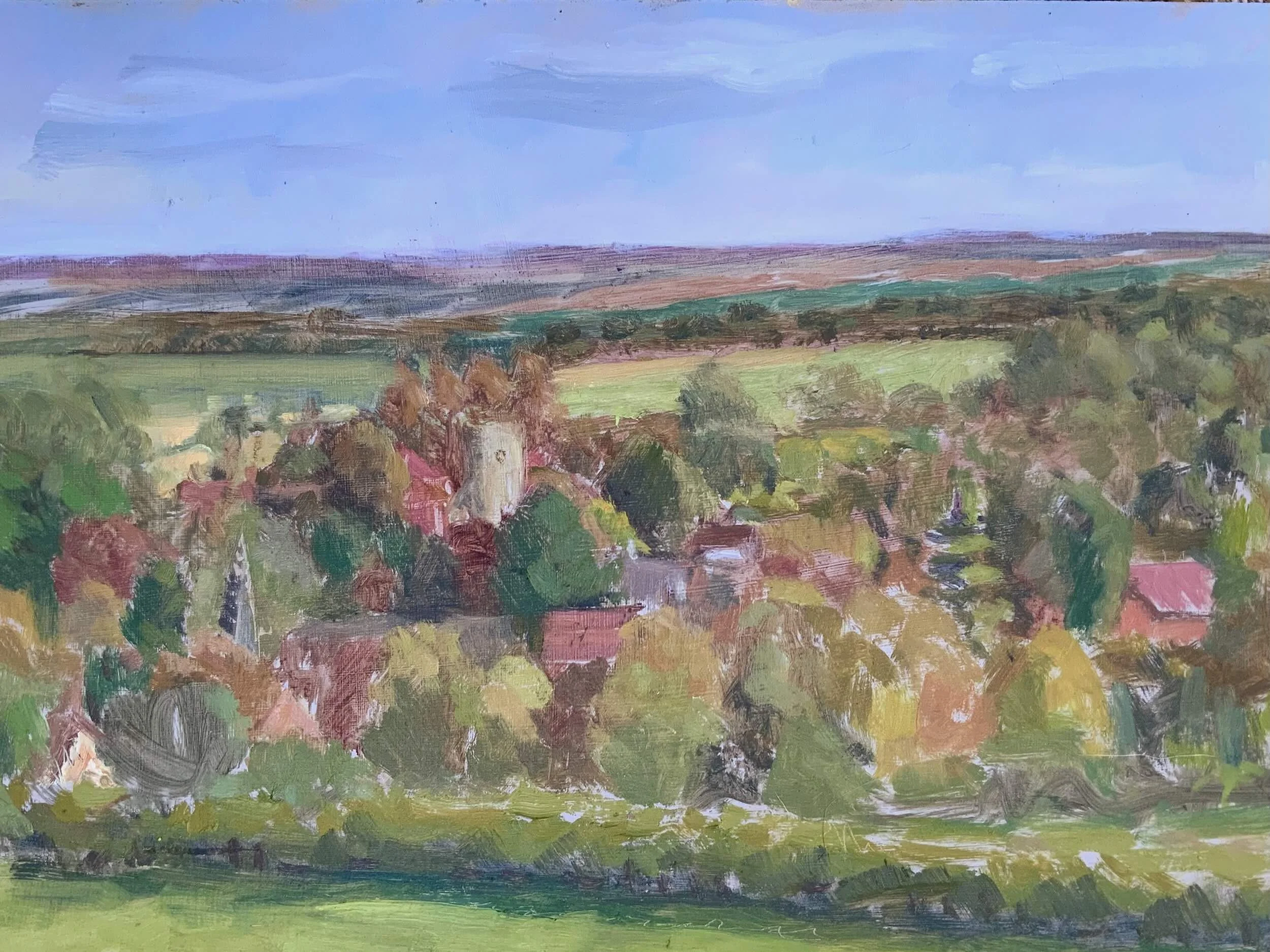 Autumn over The Astons - Available £300
(Oil on board 30 x 21 cm)