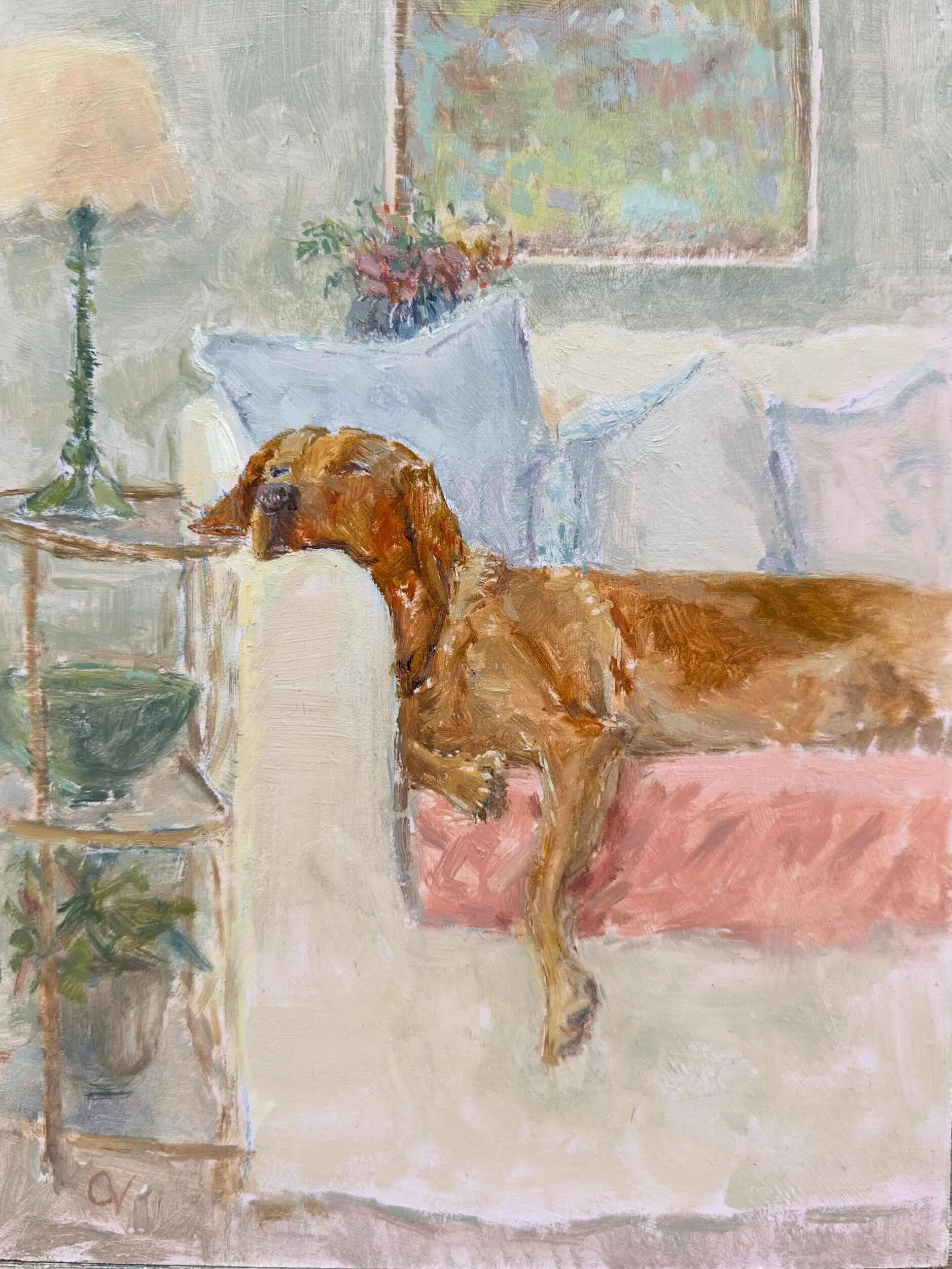 Sofa Snoozing - nfs
Oil on Board 21 x 30 cm