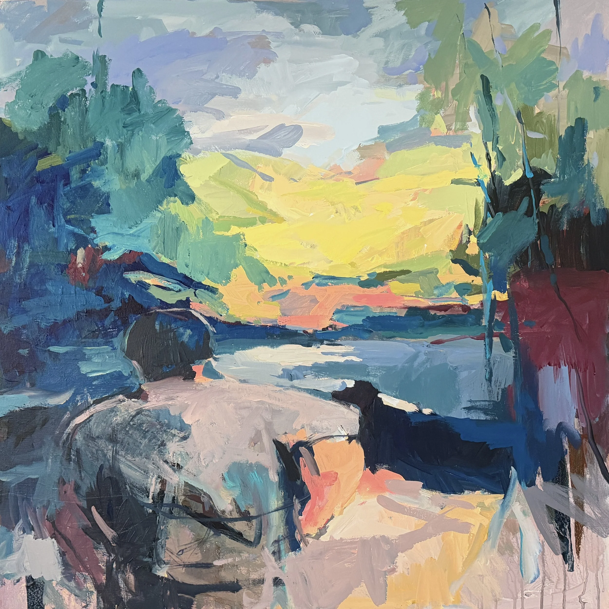 Swimming at the Lake | Acrylic on Canvas | 36x36