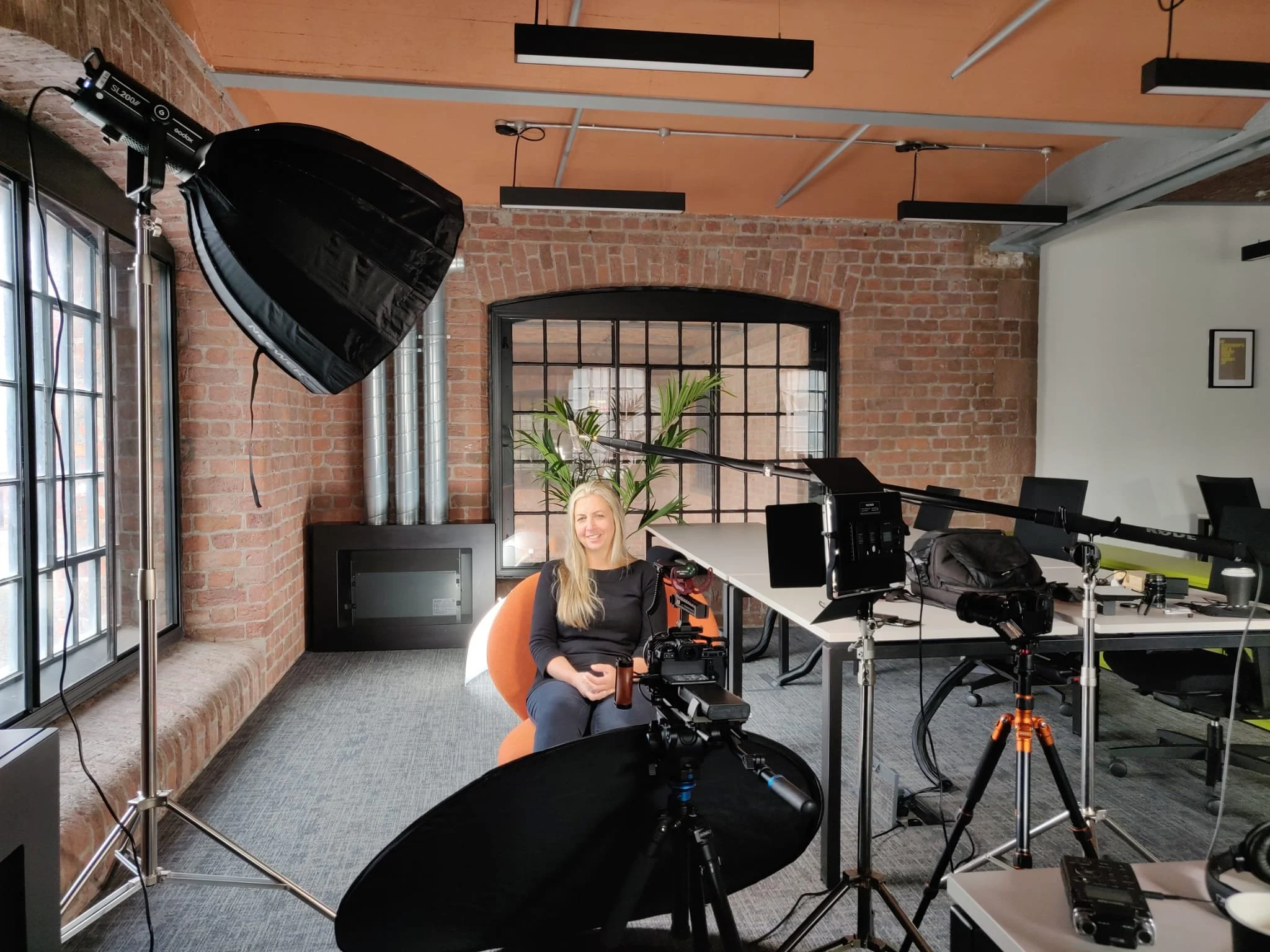 Behind the scenes interview setup