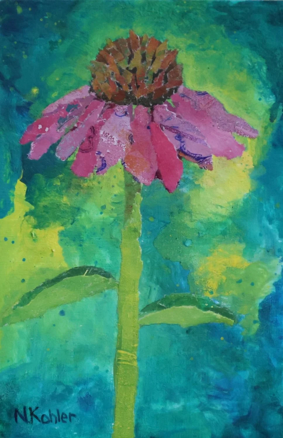 Enchanted Garden -
Mixed Media Collage on Birch Panel -
6' x 4"