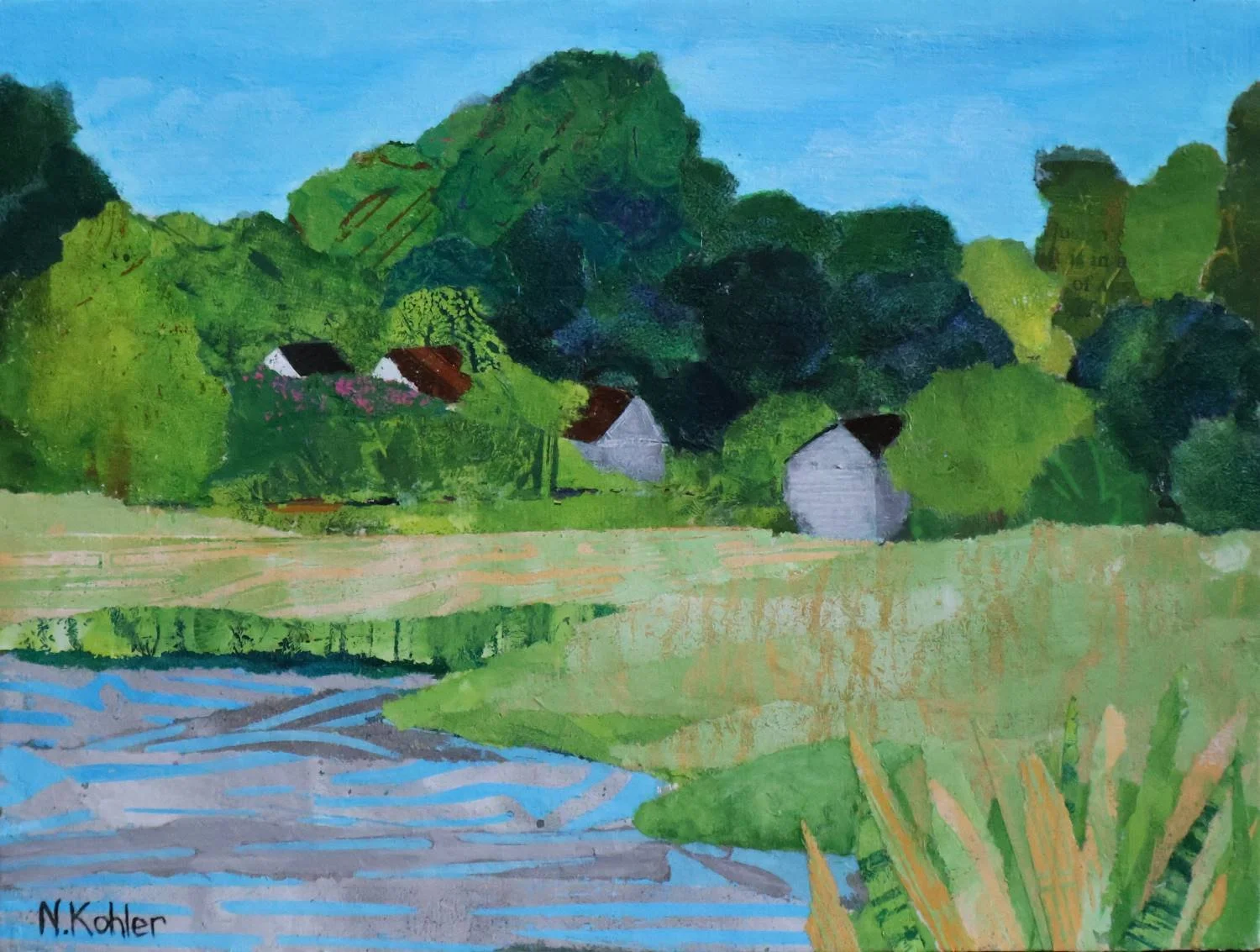 West Point, VA -
Mixed Media Collage on Birch Panel -
6" x 8"