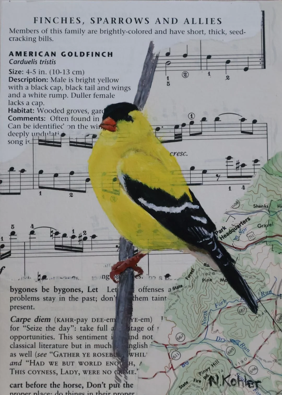 Carpe Diem -
Collage and Natural Acrylic on Birch Panel -
7" x 5"