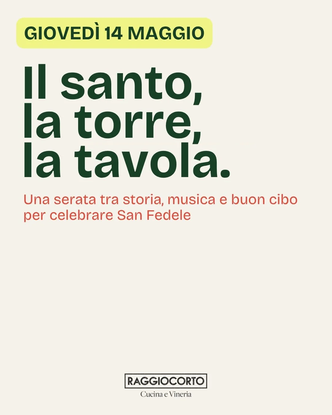 ✨Gioved&igrave; 14 maggio, celebriamo San Fedele!
Una serata tra storia, musica e buon cibo in onore del santo patrono di Palazzolo sull&rsquo;Oglio

📍Dalle ore 18 - Rocha Magna (castello)
Nel meraviglioso contesto del castello di Palazzolo, i ragaz