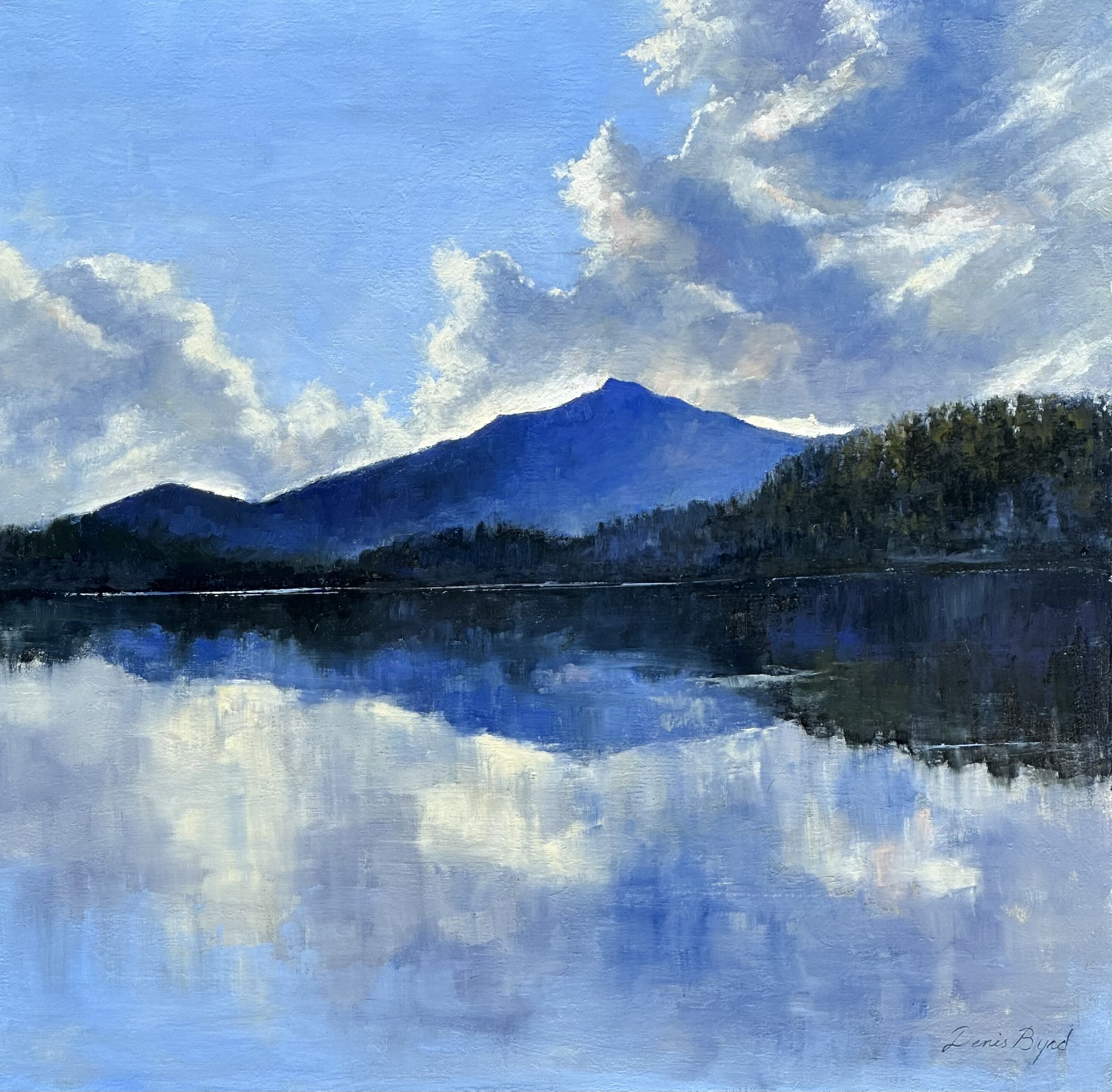 Reflections on Price Lake, OIl on Canvas, 30"x30". Available at Martin House Gallery.