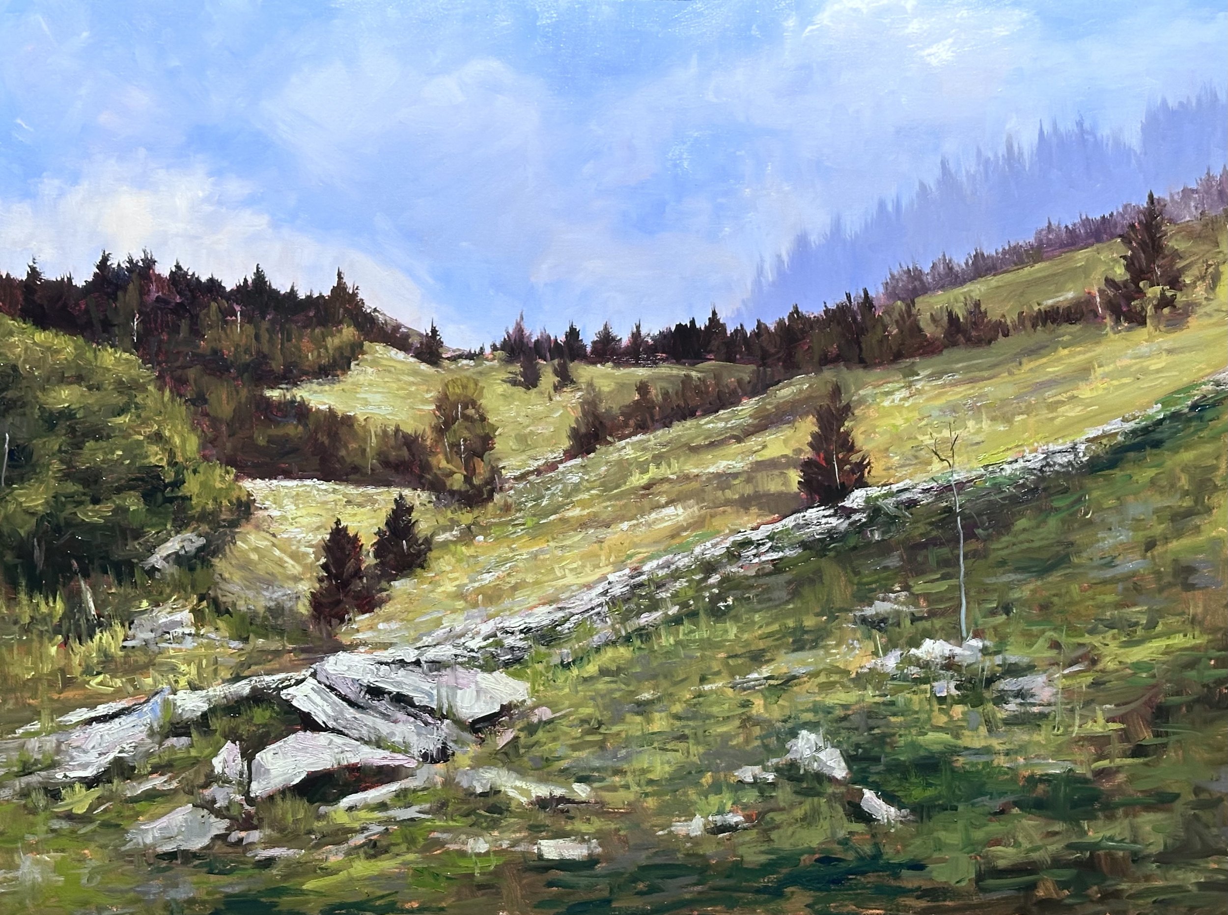 Grandfather Mountain Ascent, Oil on Linen, 30"x40". Available at Martin House Gallery.